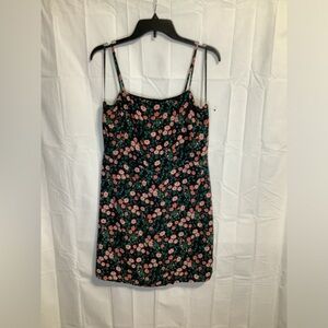 Lulu's Black Floral Spaghetti Strap Dress with Pink & Green Print XL